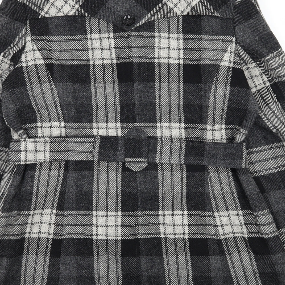 Dorothy Perkins Womens Black Check  Overcoat Coat Size 16