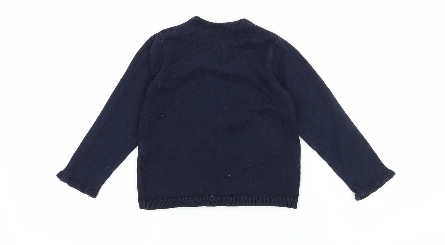 Zara Girls Blue  Knit Cardigan Jumper Size 2-3 Years