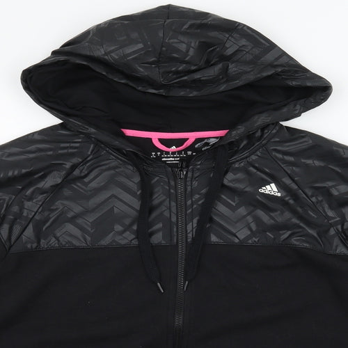 adidas Womens Black  Jersey Full Zip Hoodie Size S
