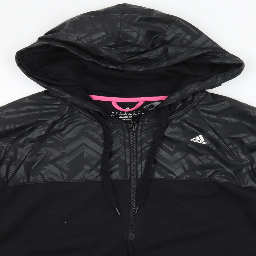 adidas Womens Black  Jersey Full Zip Hoodie Size S