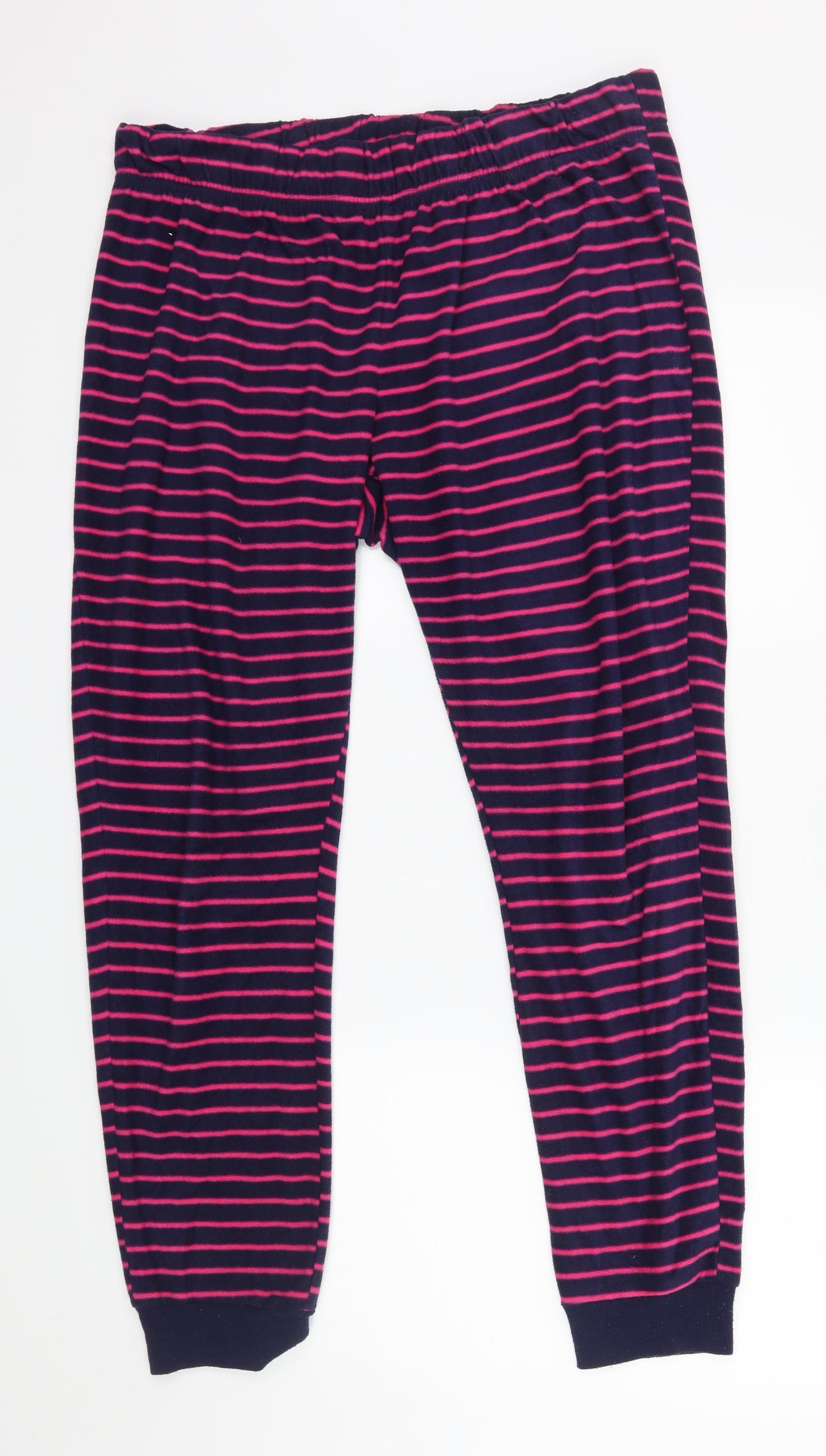George Womens Pink Striped Fleece Bottoms Lounge Pants Size 16