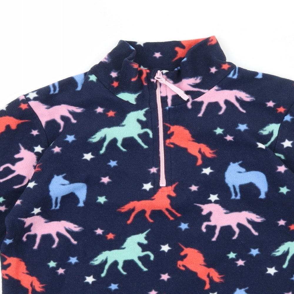 Mountain Warehouse Girls Blue Geometric Fleece Pullover Sweatshirt Size 7-8 Years