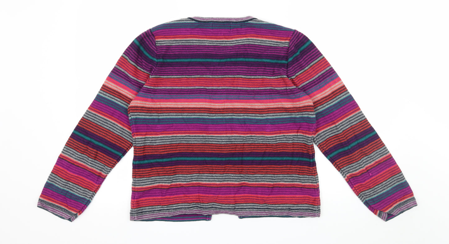 BASSINI Womens Multicoloured Striped Knit Cardigan Jumper Size L