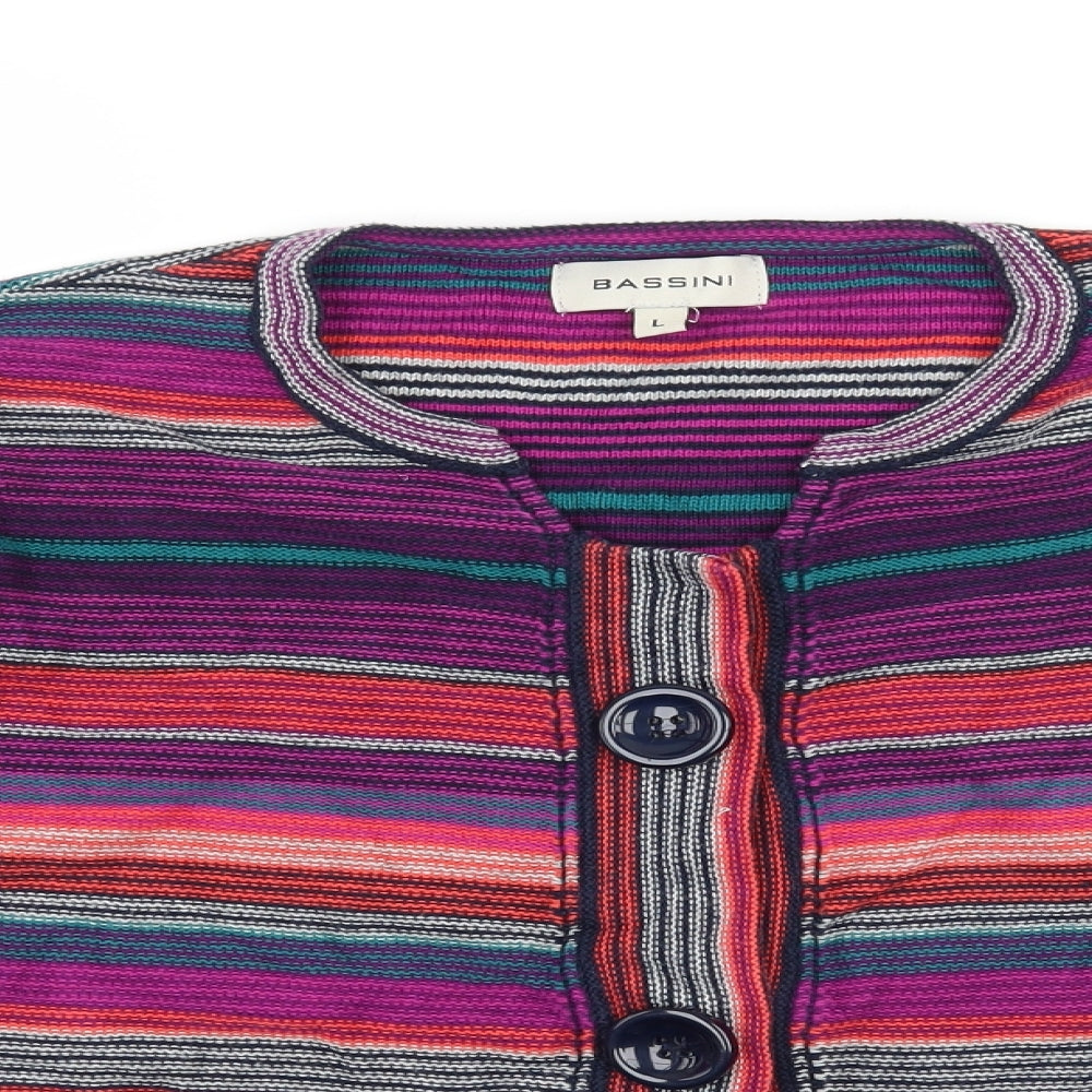 BASSINI Womens Multicoloured Striped Knit Cardigan Jumper Size L