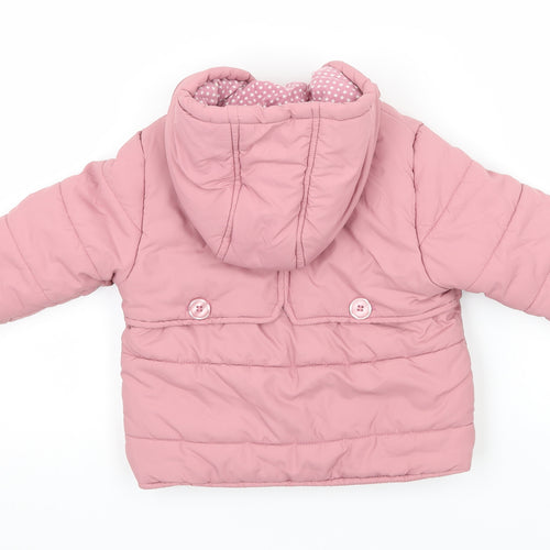 Vertbaudet Girls Pink   Puffer Jacket Coat Size 12-18 Months
