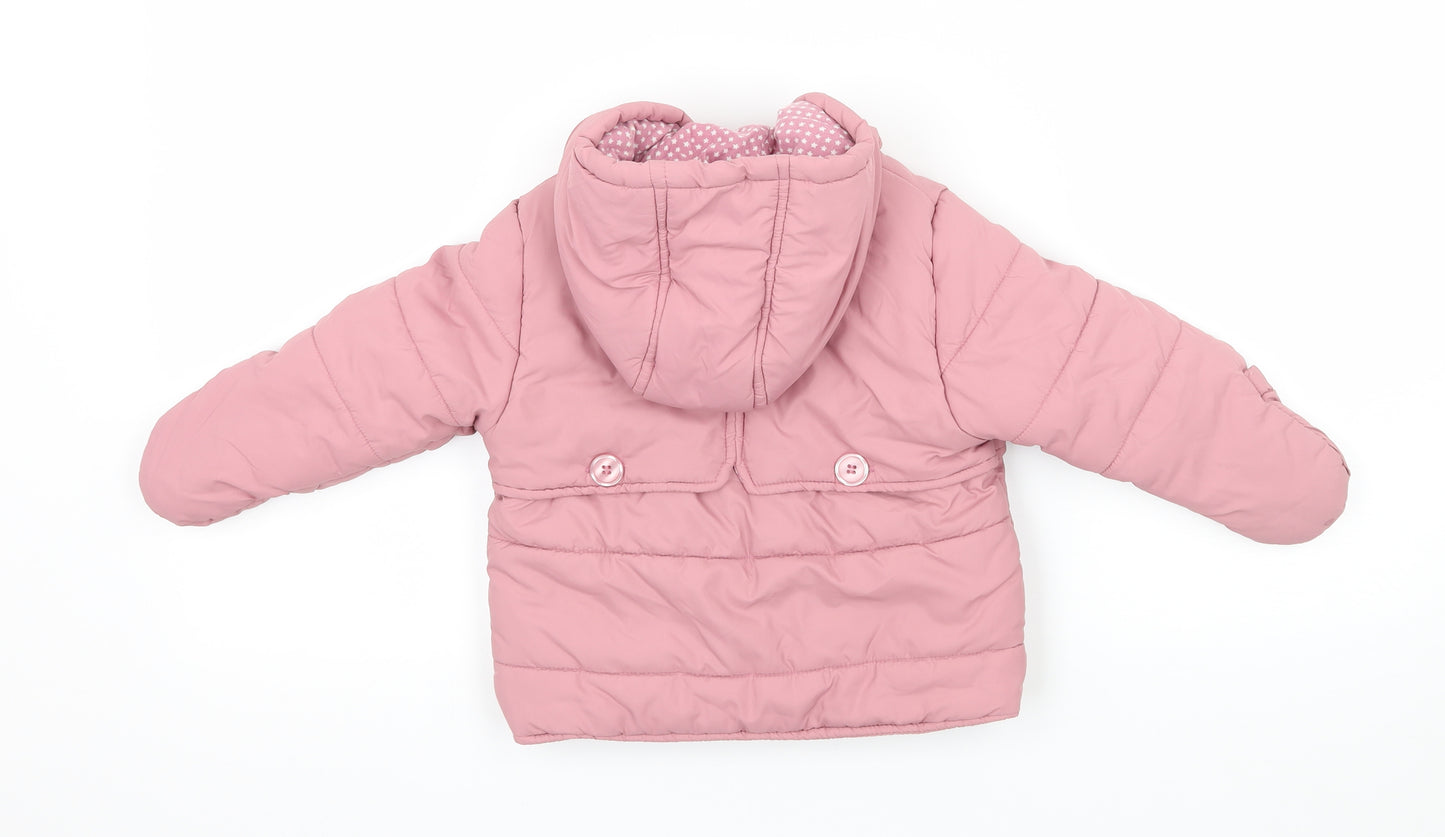 Vertbaudet Girls Pink   Puffer Jacket Coat Size 12-18 Months