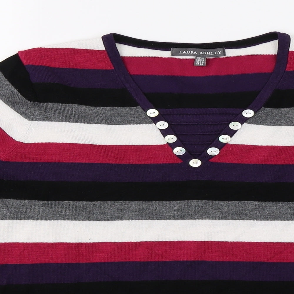 Laura Ashley Womens Multicoloured Striped Knit Pullover Jumper Size 10