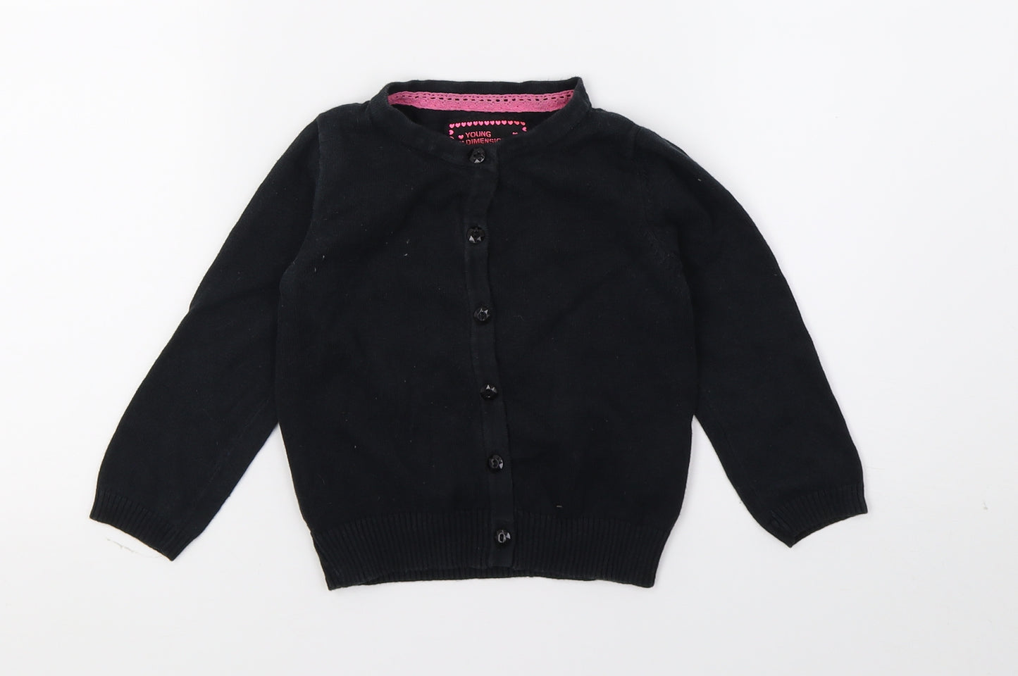 Young Dimension Boys Black  Knit Cardigan Jumper Size 2-3 Years
