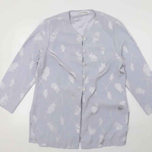 Janique Womens Blue Floral  Jacket  Size L