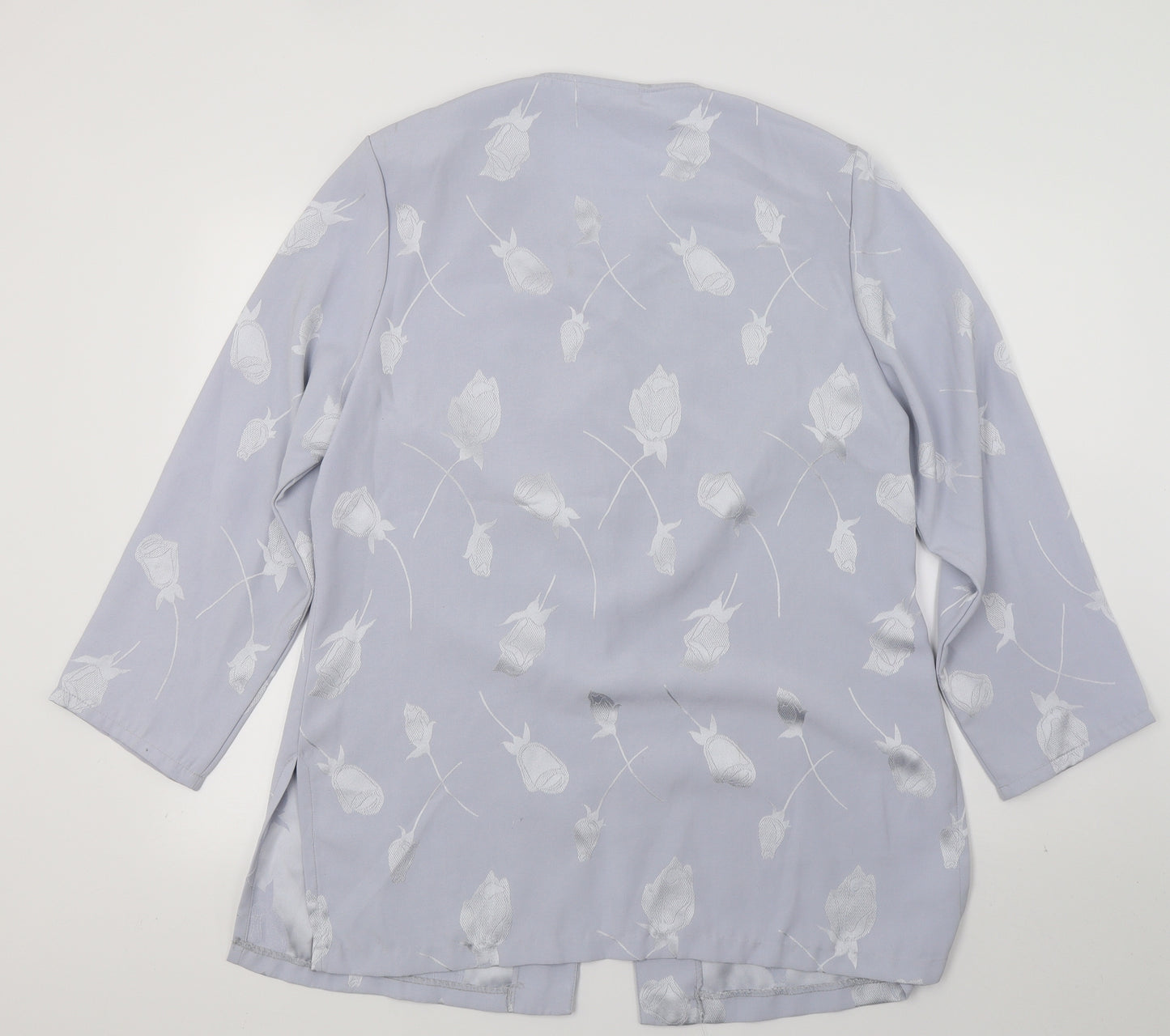 Janique Womens Blue Floral  Jacket  Size L