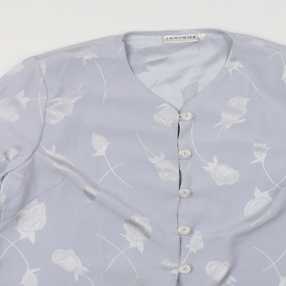 Janique Womens Blue Floral  Jacket  Size L