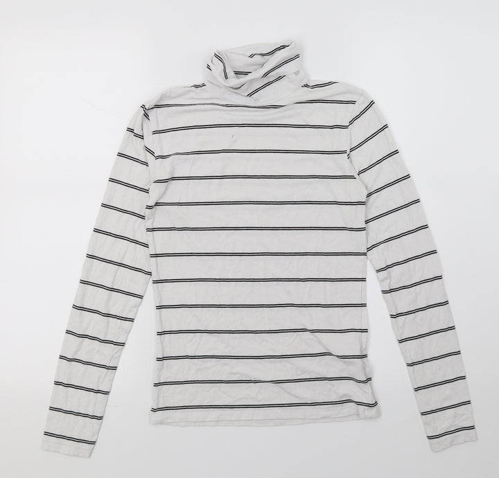 Dotti Womens White Striped Jersey Basic T-Shirt Size XS