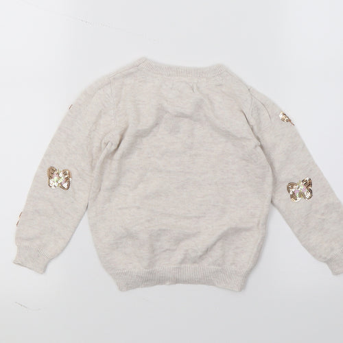 Primark Girls Pink Geometric Knit Pullover Jumper Size 4-5 Years
