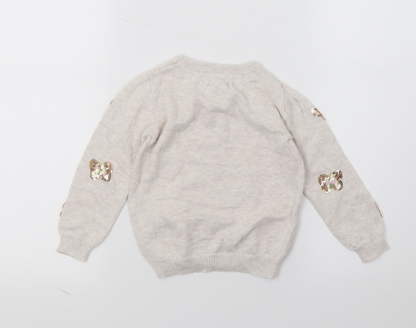 Primark Girls Pink Geometric Knit Pullover Jumper Size 4-5 Years