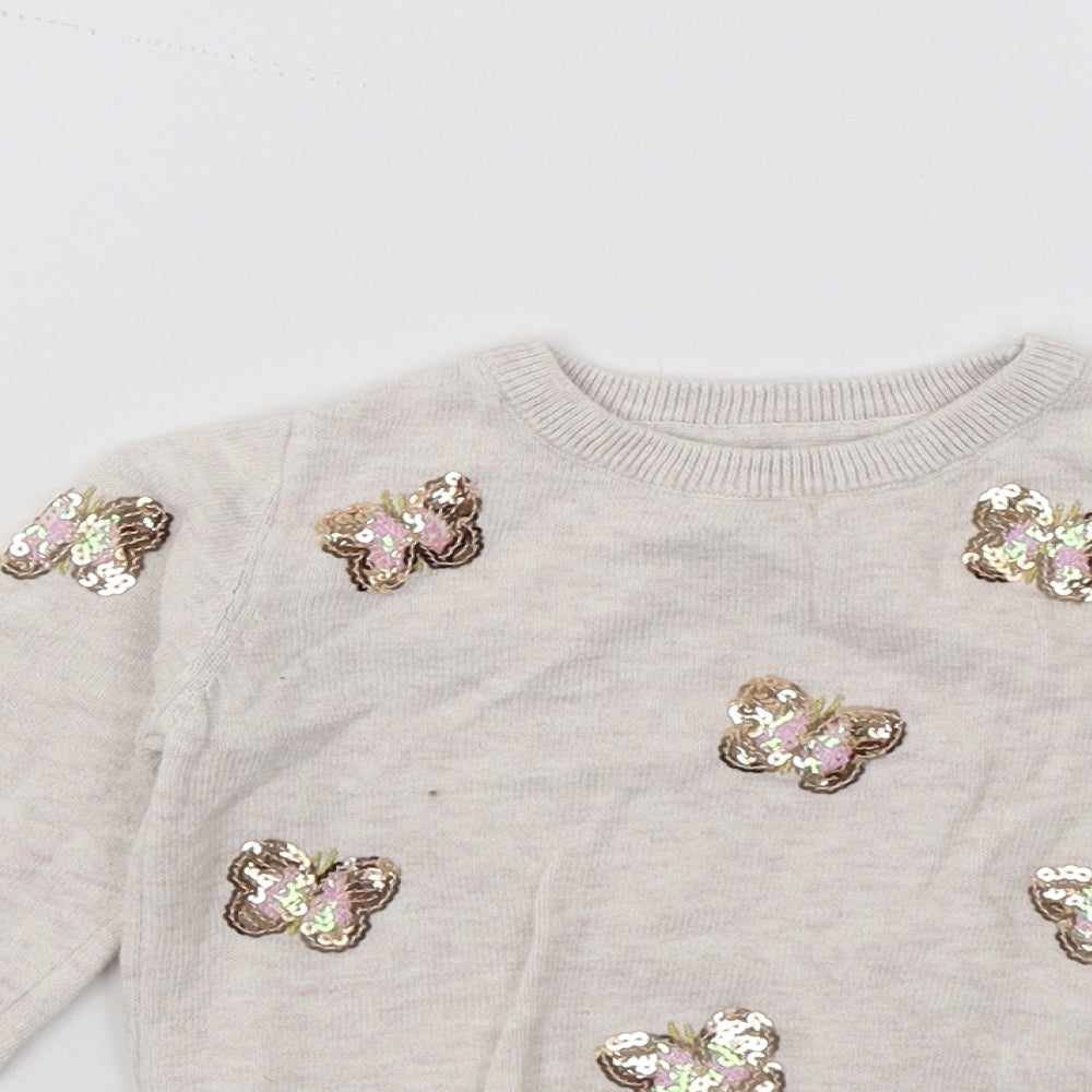 Primark Girls Pink Geometric Knit Pullover Jumper Size 4-5 Years