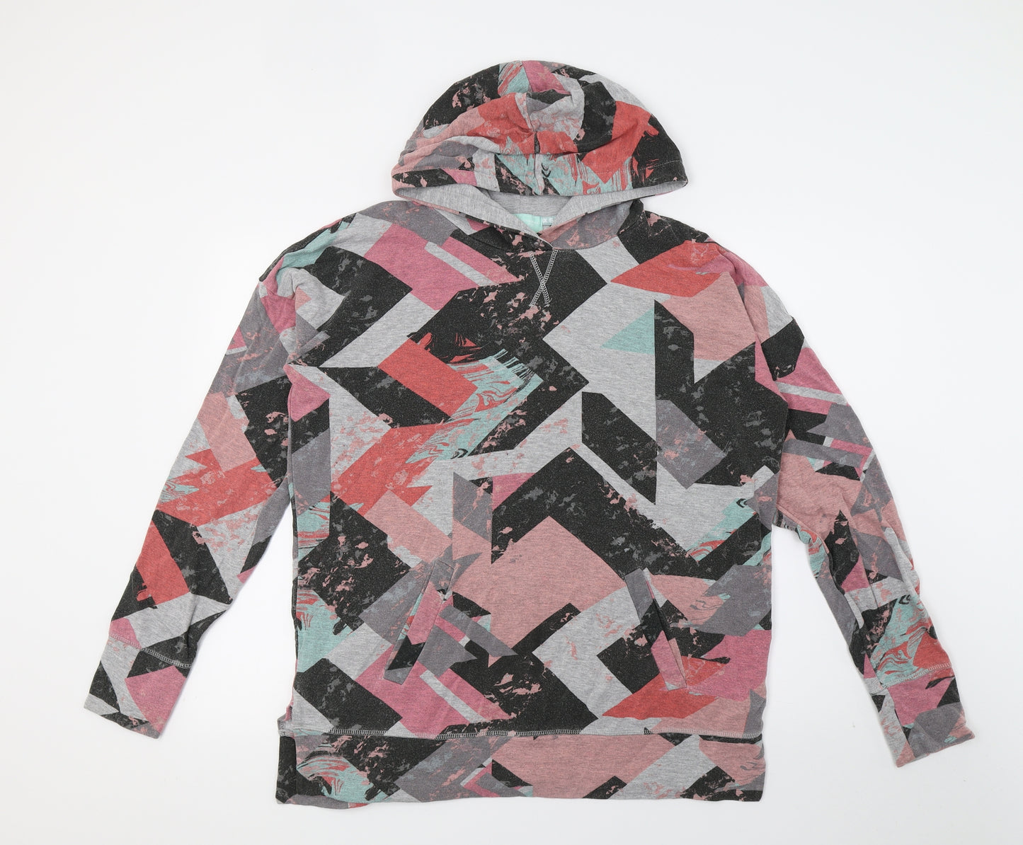 NEXT Womens Pink Geometric Jersey Pullover Hoodie Size 16