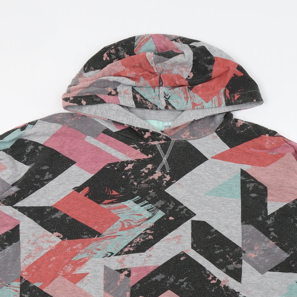 NEXT Womens Pink Geometric Jersey Pullover Hoodie Size 16