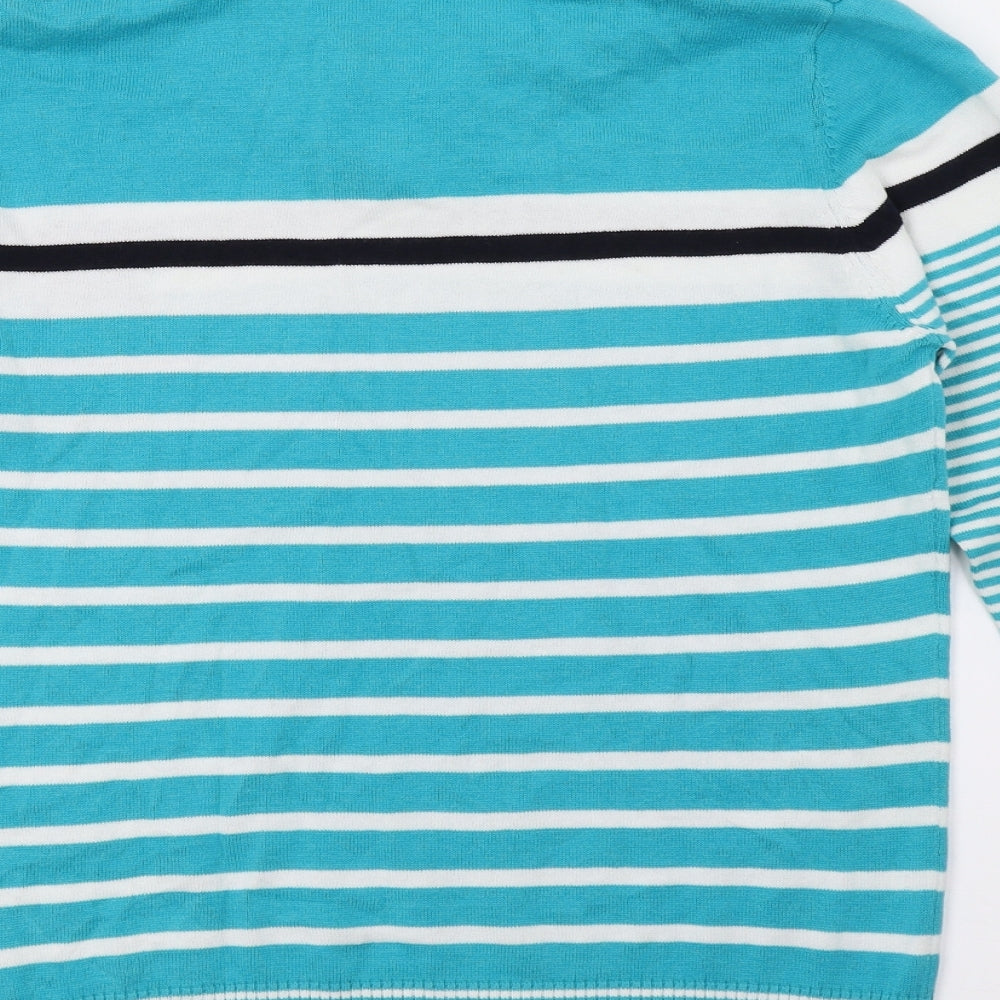 Jessica Womens Blue Striped Knit Pullover Jumper Size M