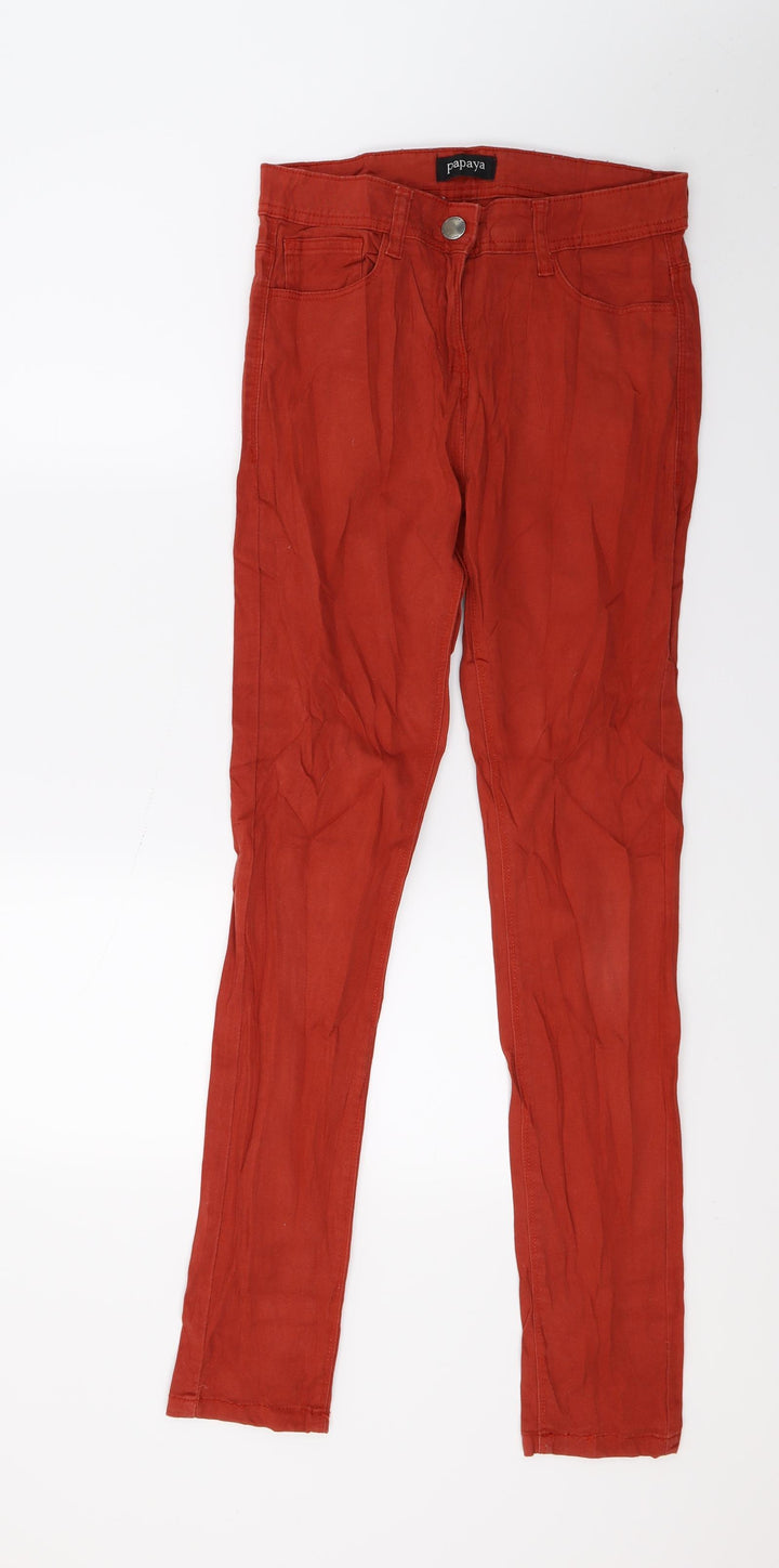 Papaya Womens Orange Denim Skinny Jeans Size 10 L31 in