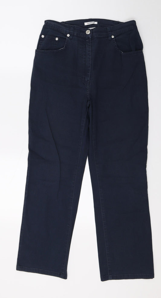 Front view of Damart women’s blue denim cropped jeans, size UK 10, 27-inch leg