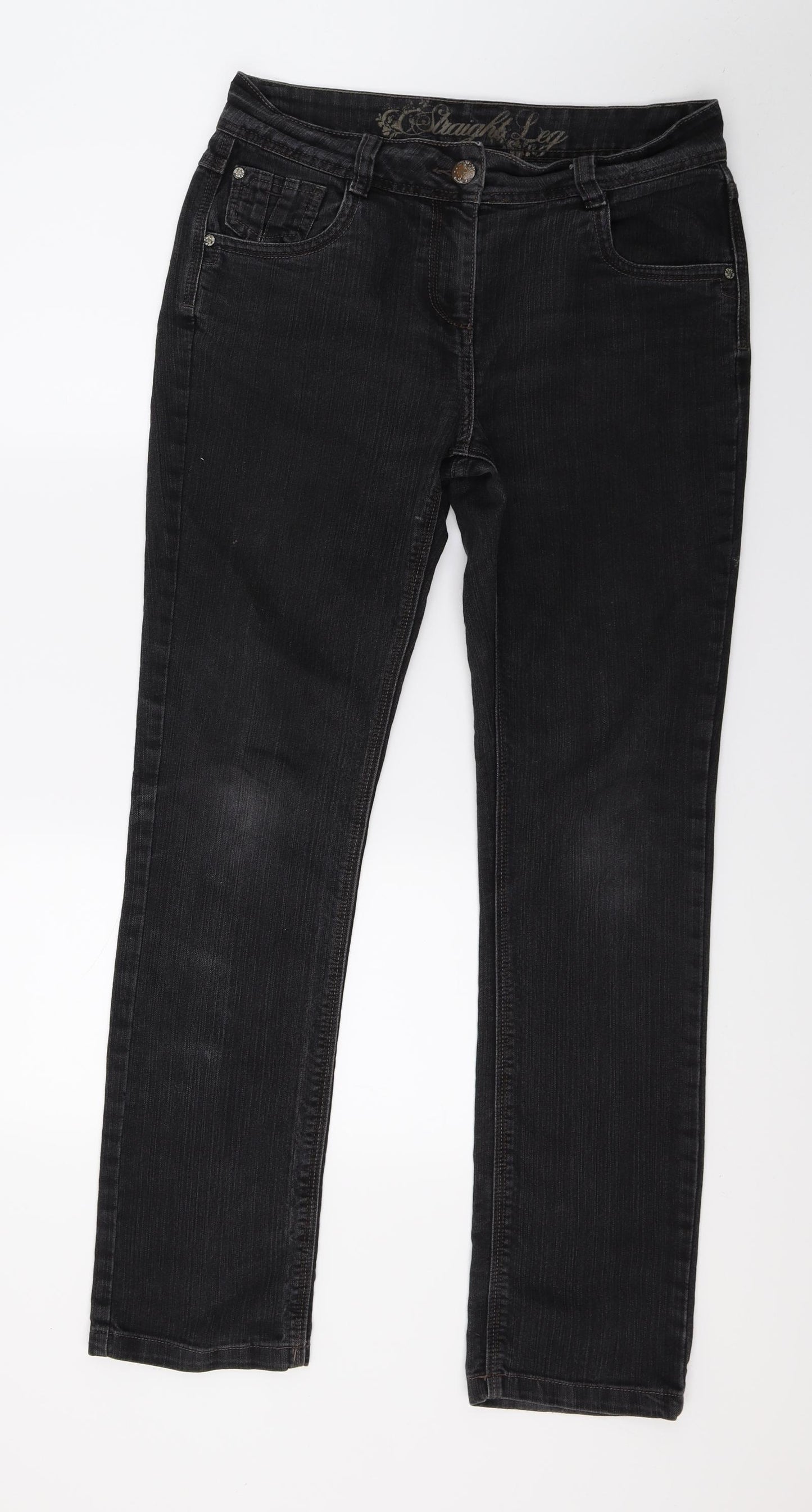 George Womens Grey  Denim Straight Jeans Size 12 L30 in
