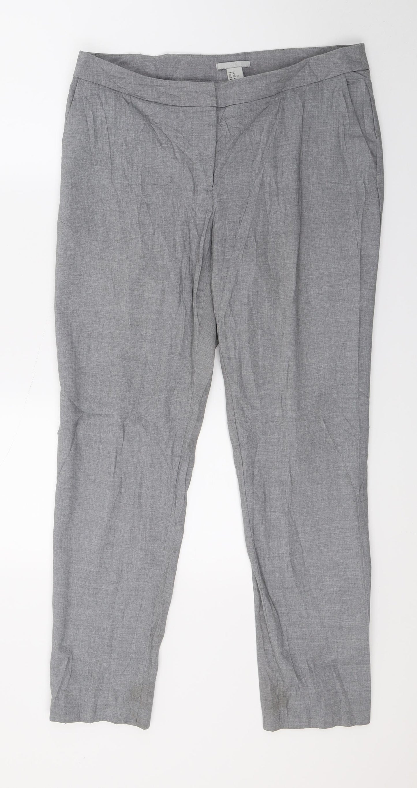 H&M Womens Grey   Cropped Trousers Size 12 L29 in