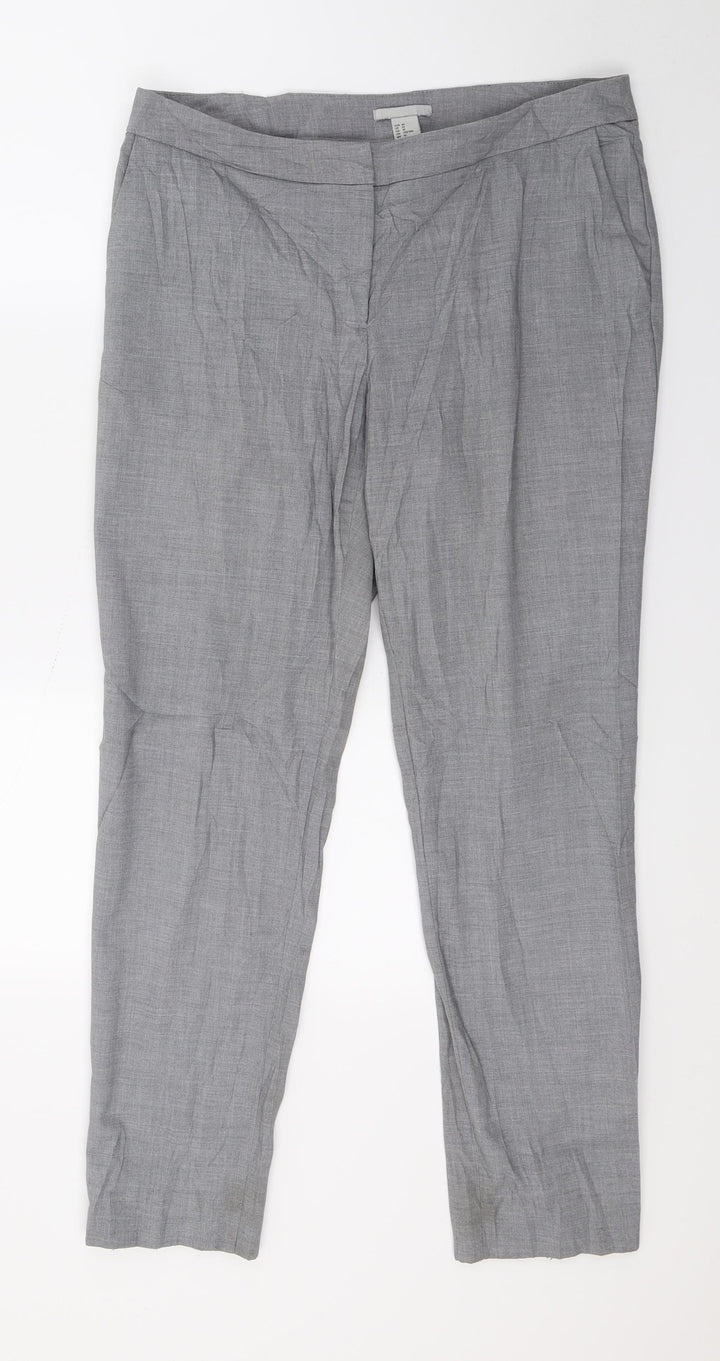 H&M Womens Grey   Cropped Trousers Size 12 L29 in