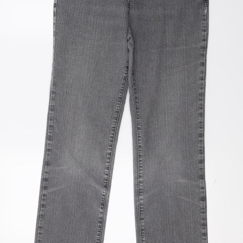 Per Una Womens Grey  Denim Straight Jeans Size 12 L31 in