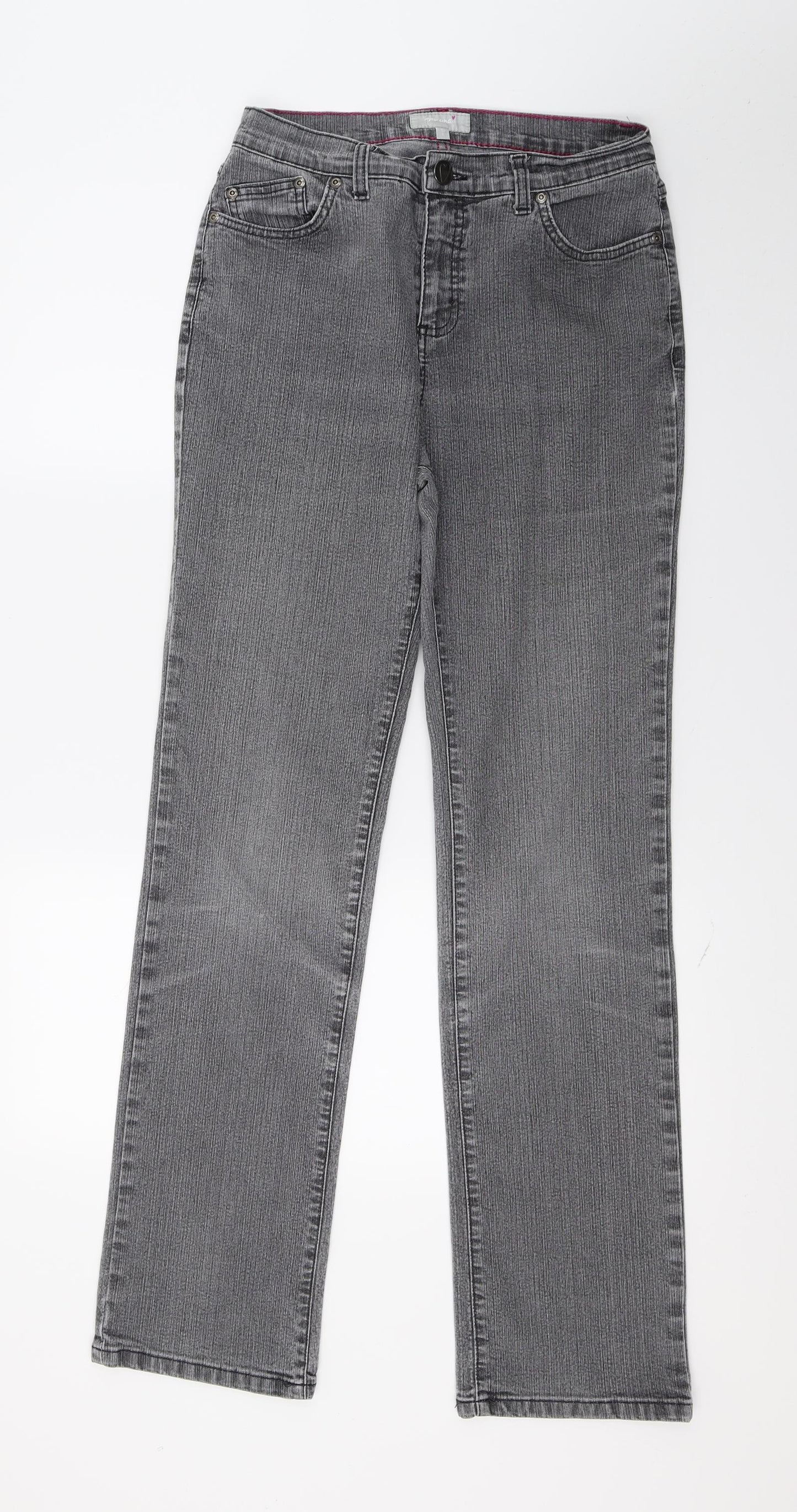 Per Una Womens Grey  Denim Straight Jeans Size 12 L31 in