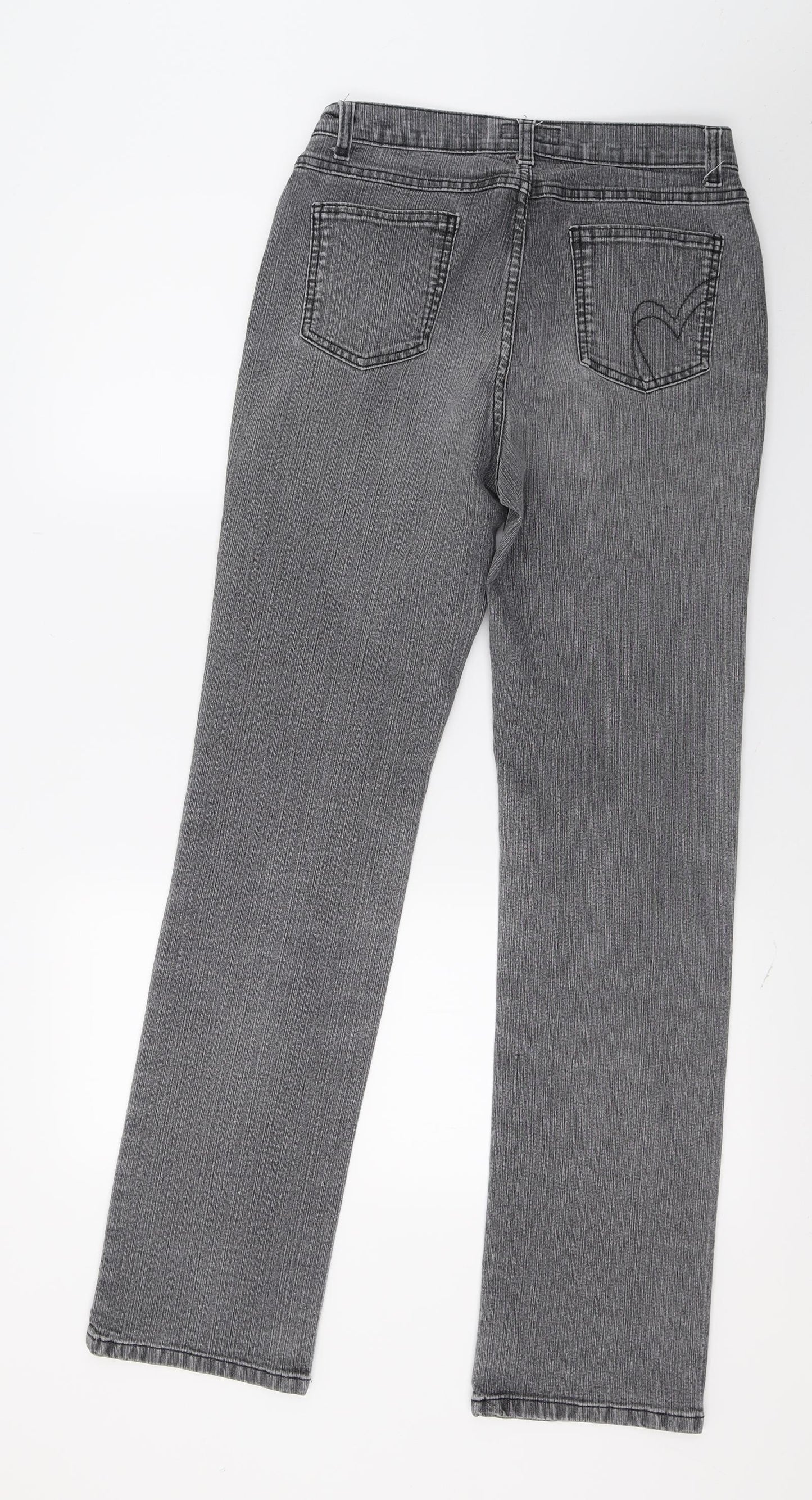 Per Una Womens Grey  Denim Straight Jeans Size 12 L31 in