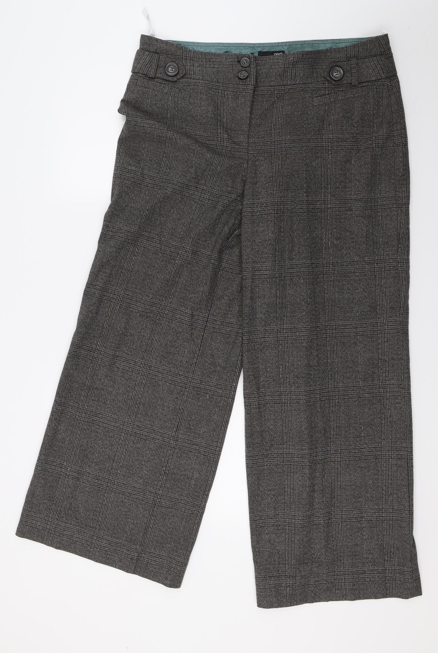 NEXT Womens Grey Plaid  Trousers  Size 16 L28 in