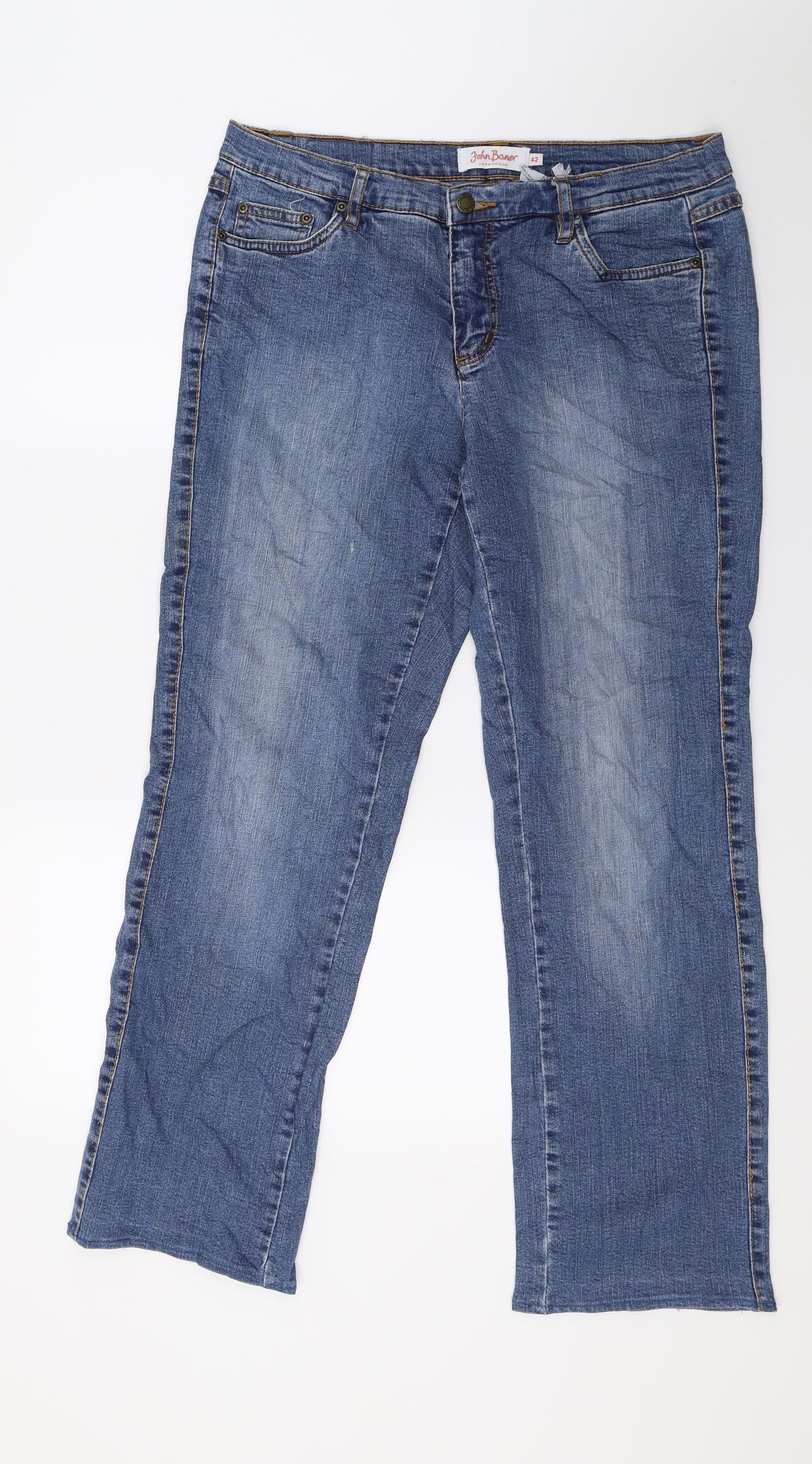 John Baner Womens Blue  Denim Straight Jeans Size 14 L29 in