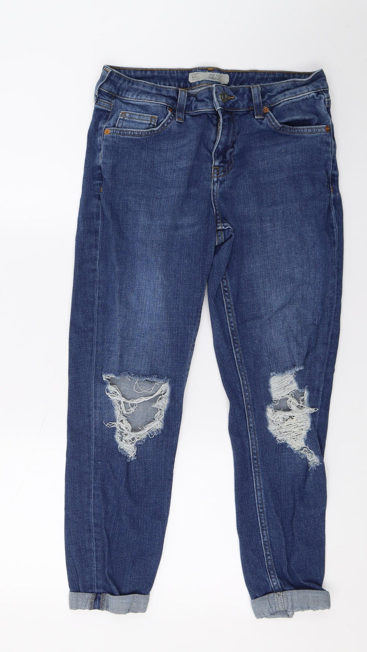 Topshop Womens Blue Denim Straight Jeans Size 26 in L23 in
