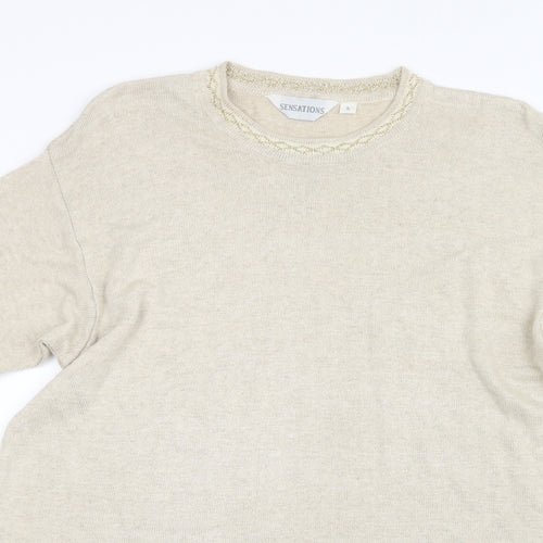 Sensations Womens Beige  Knit Pullover Jumper Size L