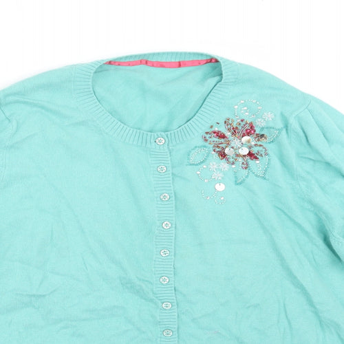 Marks and Spencer Womens Green  Knit Cardigan Jumper Size 22