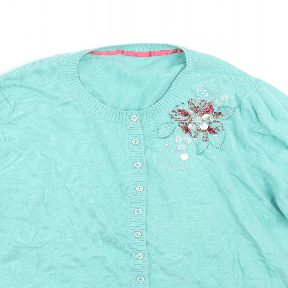Marks and Spencer Womens Green  Knit Cardigan Jumper Size 22