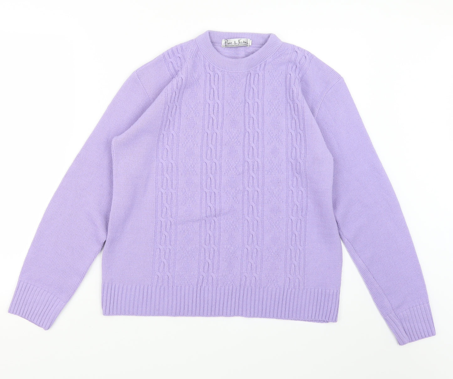 Pure & Natural Womens Purple  Knit Pullover Jumper Size M