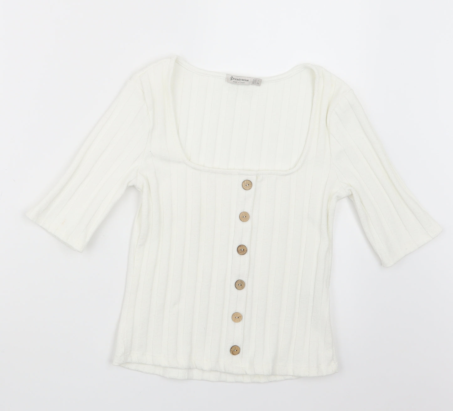 Stradivarius Womens White   Cropped T-Shirt Size L