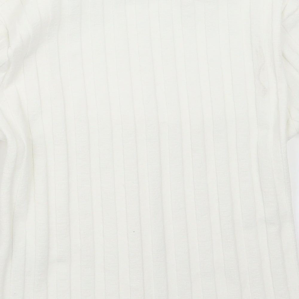 Stradivarius Womens White   Cropped T-Shirt Size L