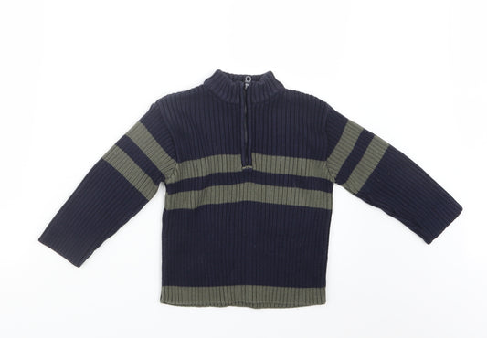 Front view of George boys’ blue knit pullover sweatshirt, size 2-3, years