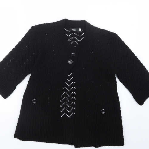 Glimpse Design Womens Black  Knit Cardigan Jumper Size S