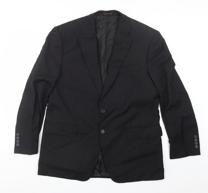 Marks and Spencer Mens Black Striped  Jacket Suit Jacket Size 40