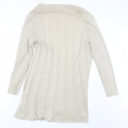 Bm Collection Womens Beige  Knit Cardigan Jumper Size M