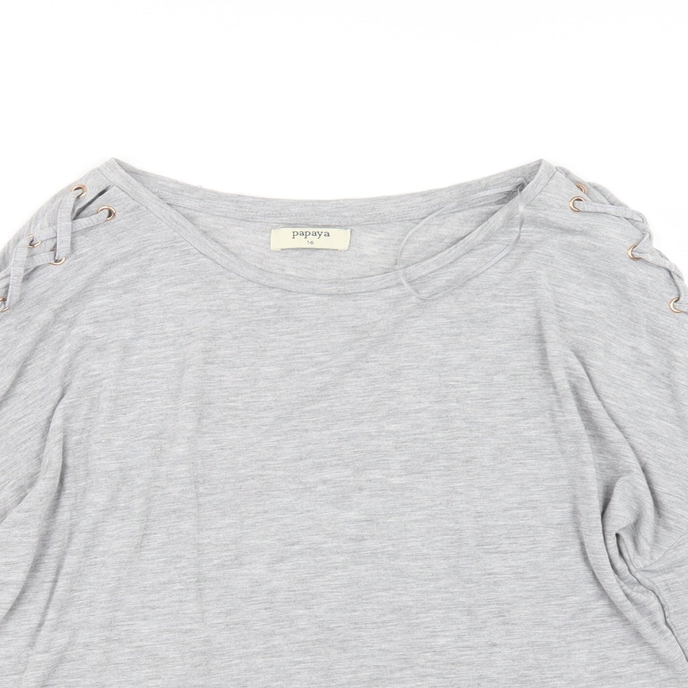 Papaya Womens Grey   Basic T-Shirt Size 16