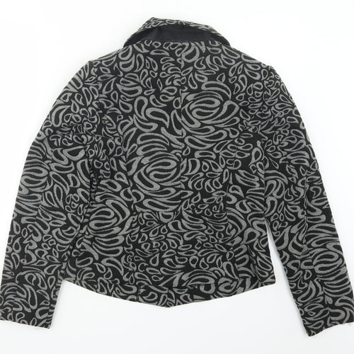 Oscar B. Womens Grey Geometric  Jacket  Size 12