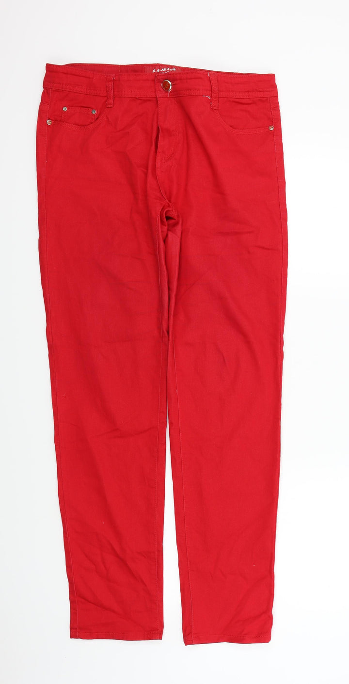 BS JEANS Womens Red Straight Jeans Size 44 in L31 in