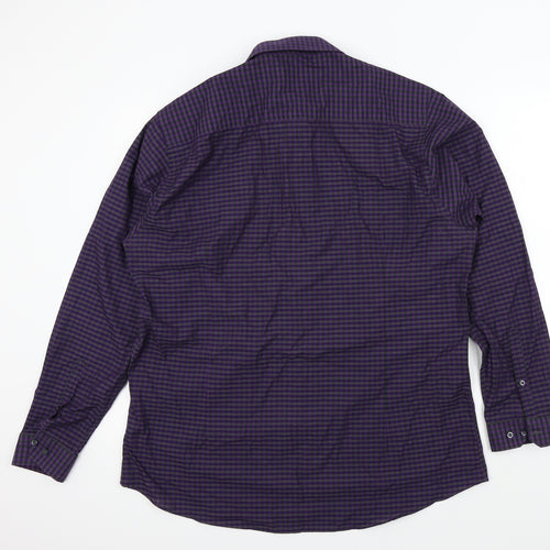 Ceader wood state Mens Purple Check   Button-Up Size 17