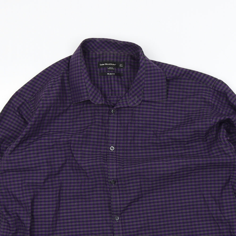 Ceader wood state Mens Purple Check   Button-Up Size 17