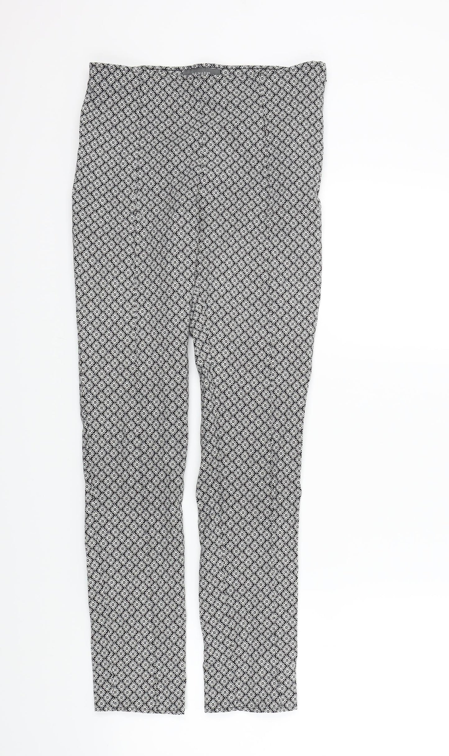 Primark Womens Black Geometric  Trousers  Size 8 L27 in