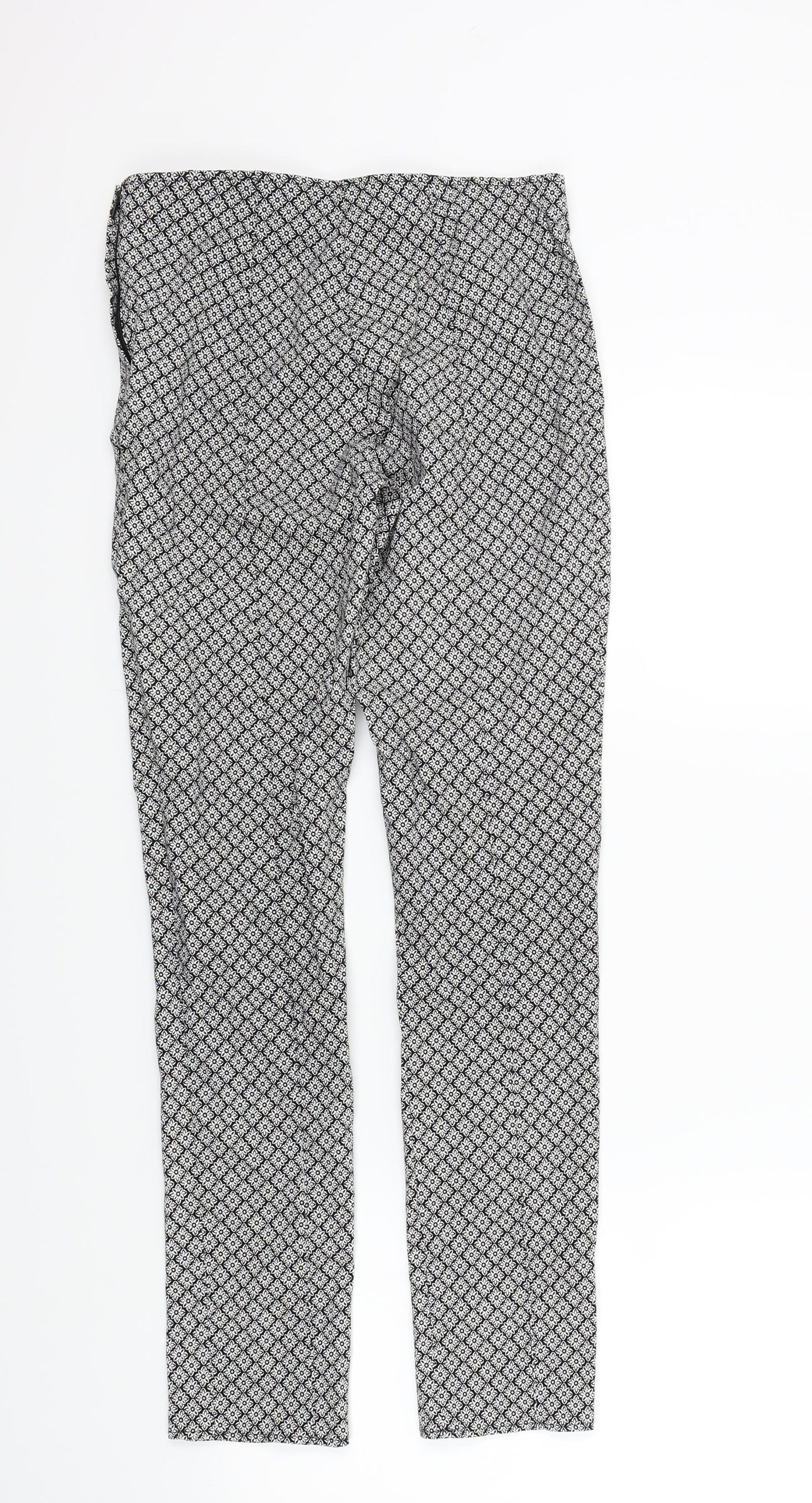 Primark Womens Black Geometric  Trousers  Size 8 L27 in